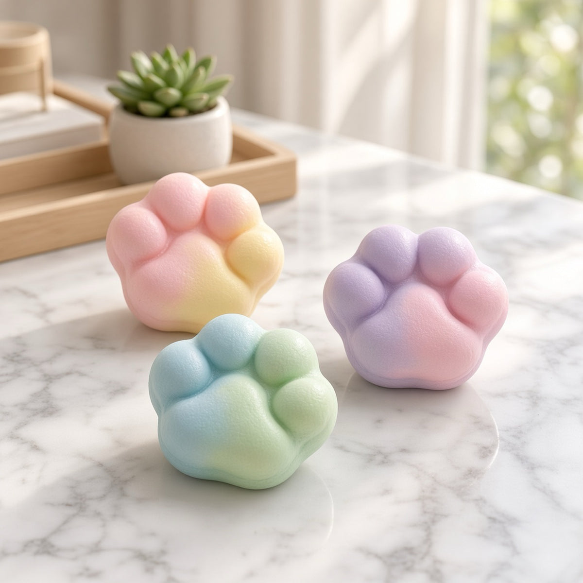 Crunchy Wax Cat Paw Squishy - 3 pack pastel