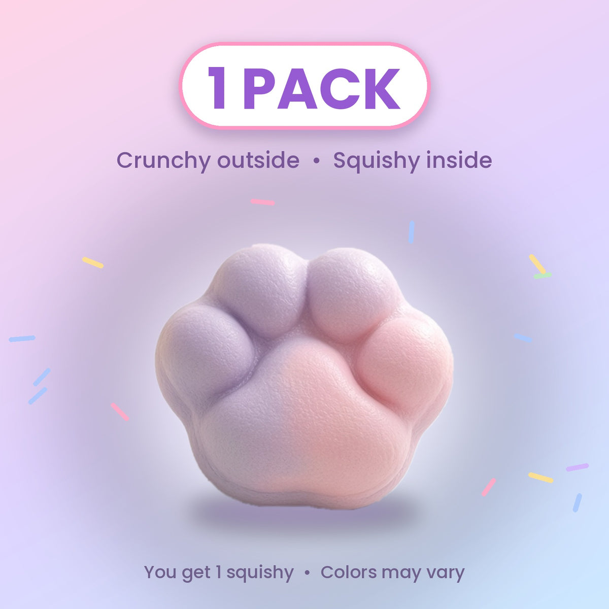 Crunchy wax cat paw squishy fidget toy in pastel macaron colors